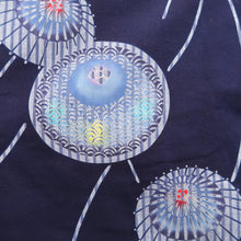 Load image into Gallery viewer, Yukata Vintage(1950-1980) Navy Bangasa Umbrella Cotton #10476A5
