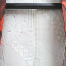 Load image into Gallery viewer, Haori Jacket Vintage(1920-1950) Vermillion Black Meisen Floral pattern Silk #11034A2