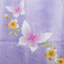 Load image into Gallery viewer, Yukata Lavender Butterfly Cherry Blossom Cotton #10347F3