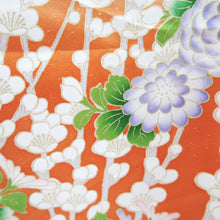 Load image into Gallery viewer, Furisode Orange Pink Plum blossom Branch Tall Silk #10314F1