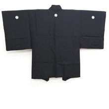 Load image into Gallery viewer, Men's Haori Vintage(1950-1980) Black Montsuki Landscape Silk #10284E4