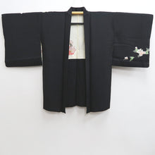 Load image into Gallery viewer, Haori Jacket Vintage(1950-1980) Black Azalea Branch Silk #10158D4