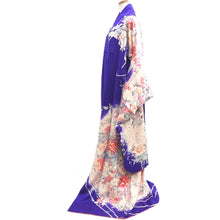 Load image into Gallery viewer, Furisode Blueish Purple Peony Cherry Blossom Silk #10304E5