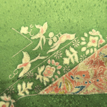Load image into Gallery viewer, Haori Jacket Green Gold Bird Silk #10733D3