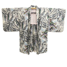 Load image into Gallery viewer, Haori Jacket Vintage(1920-1950) White Gray Meisen Landscape Silk #11003F5