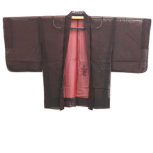 Load image into Gallery viewer, Haori Jacket Vintage(1950-1980) Black Red Sheer Floral pattern Embroidery Silk #10965F3