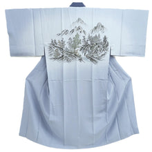 Load image into Gallery viewer, Men's Juban Blueish Gray Landscape Silk #10449A4