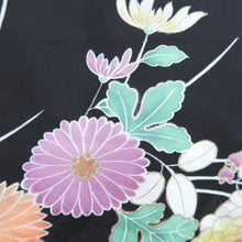 Load image into Gallery viewer, Haori Jacket Vintage(1950-1980) Black Hand painted Chrysanthemum Silk #9852B2