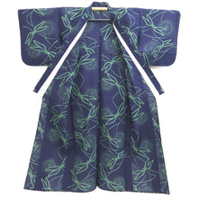 Load image into Gallery viewer, Yukata Vintage(1950-1980) Navy Dragonfly Chrysanthemum Cotton #10486B1