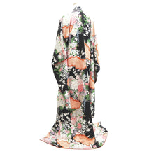 Load image into Gallery viewer, Furisode Black Plum blossom Wisteria Silk #10544B3