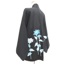 Load image into Gallery viewer, Haori Jacket Black Floral pattern Silk #11075A4