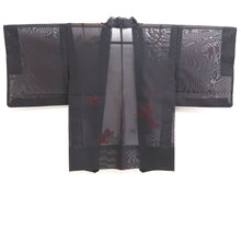 Load image into Gallery viewer, Haori Jacket Vintage(1950-1980) Black Red See-Through Flower Silk #10634C4