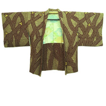 Load image into Gallery viewer, Haori Jacket Dark Brown Yellow Full Shibori Flower Silk #10714D2