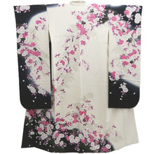 Load image into Gallery viewer, Furisode White Black Crane Birds Azalea Tall Silk #10335F2