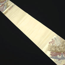 Load image into Gallery viewer, Fukuro Obi White Gold Mountain Landscape Silk BB303V8