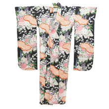 Load image into Gallery viewer, Furisode Black Plum blossom Wisteria Silk #10544B3