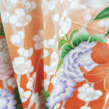 Load image into Gallery viewer, Furisode Orange Pink Plum blossom Branch Tall Silk #10314F1