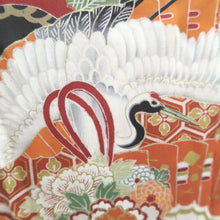 Load image into Gallery viewer, Tomesode Vintage(1920-1950) Black Crane Birds Hand painted Silk #10494B1