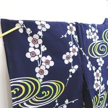 Load image into Gallery viewer, Yukata Vintage(1950-1980) Navy Plum blossom Cotton #11099B1