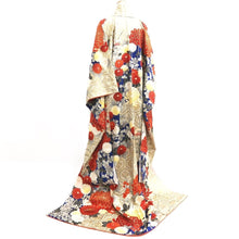 Load image into Gallery viewer, Furisode Vintage(1950-1980) Blue Gold White Chrysanthemum Tall Silk #10325F1