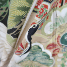 Load image into Gallery viewer, Tomesode Vintage(1920-1950) Black Hand painted Crane Birds Silk #10403A1