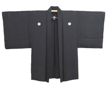 Load image into Gallery viewer, Men's Haori Vintage(1950-1980) Black See-Through Montsuki Silk #10427A3