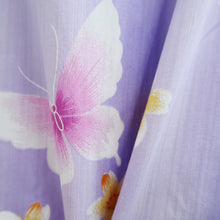 Load image into Gallery viewer, Yukata Lavender Butterfly Cherry Blossom Cotton #10347F3