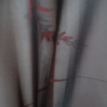 Load image into Gallery viewer, Kimono Vintage(1950-1980) Black Red See-Through Leaves Silk #10275E4