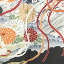 Load image into Gallery viewer, Tomesode Vintage(1920-1950) Black Crane Birds Hand painted Silk #10494B1