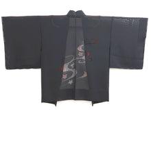 Load image into Gallery viewer, Haori Jacket Black Sheer Maple Leaf Ryusui Silk #10915E5
