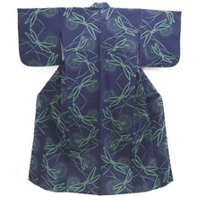 Load image into Gallery viewer, Yukata Vintage(1950-1980) Navy Dragonfly Chrysanthemum Cotton #10486B1