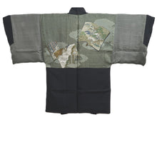 Load image into Gallery viewer, Men's Haori Vintage(1950-1980) Black Montsuki Landscape Silk #10412A2