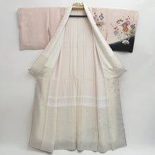 Load image into Gallery viewer, Kimono Pink Black Crane Birds Plum blossom Silk #9668J3