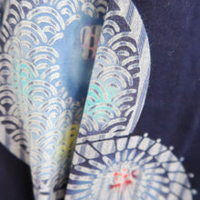 Load image into Gallery viewer, Yukata Vintage(1950-1980) Navy Bangasa Umbrella Cotton #10476A5