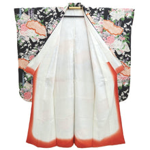 Load image into Gallery viewer, Furisode Black Plum blossom Wisteria Silk #10544B3