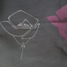 Load image into Gallery viewer, Haori Jacket Vintage(1950-1980) Black Gray Magenta Sheer Rose Silk #10905E5