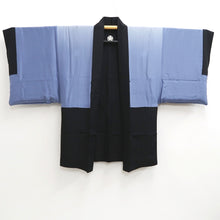 Load image into Gallery viewer, Men's Haori Vintage(1950-1980) Black Montsuki Landscape Silk #10284E4