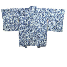 Load image into Gallery viewer, Haori Jacket Vintage(1950-1980) Blue Flower Silk #10684D1