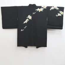 Load image into Gallery viewer, Haori Jacket Vintage(1950-1980) Black Azalea Branch Silk #10158D4