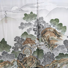 Load image into Gallery viewer, Men's Haori Vintage(1950-1980) Black Montsuki Landscape Silk #10284E4