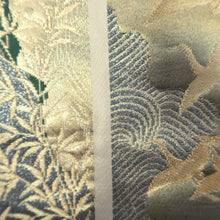 Load image into Gallery viewer, Fukuro Obi Gold White Crane Birds Butterfly Sakura Silk BB336V9