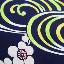 Load image into Gallery viewer, Yukata Vintage(1950-1980) Navy Plum blossom Cotton #11099B1