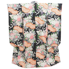 Load image into Gallery viewer, Furisode Black Plum blossom Wisteria Silk #10544B3