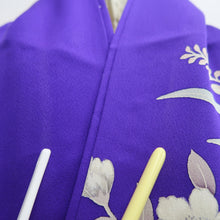 Load image into Gallery viewer, Furisode Blueish Purple Peony Cherry Blossom Silk #10304E5