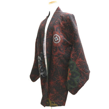 Load image into Gallery viewer, Haori Jacket Vintage(1950-1980) Black Brown Flower Silk #9731A1