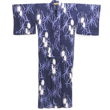 Load image into Gallery viewer, Yukata Navy Crane Birds Cotton #10348F3