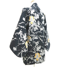 Load image into Gallery viewer, Haori Jacket Vintage(1950-1980) Black Silver Gold Grass Silk #9756A3