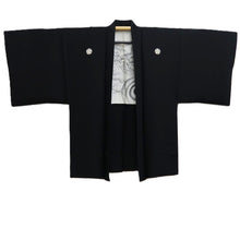 Load image into Gallery viewer, Men's Haori Vintage(1950-1980) Black Montsuki Dragon Wide Silk #10439A3