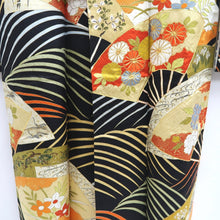 Load image into Gallery viewer, Furisode Black Folding Fan Hand painted Silk #10315F1