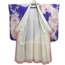 Load image into Gallery viewer, Furisode Blueish Purple Peony Cherry Blossom Silk #10304E5